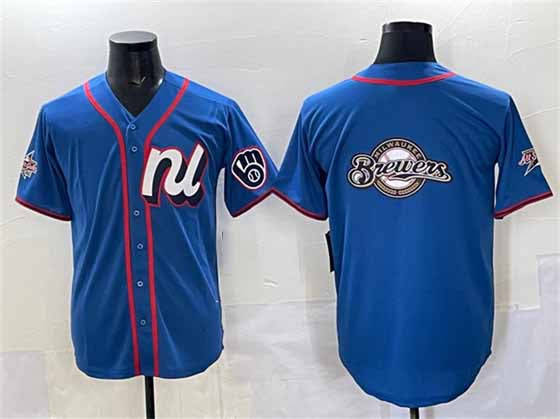 Milwaukee Brewers Team Big Logo Blue 2025 All-Star Edition Limited Stitched Baseball Jersey