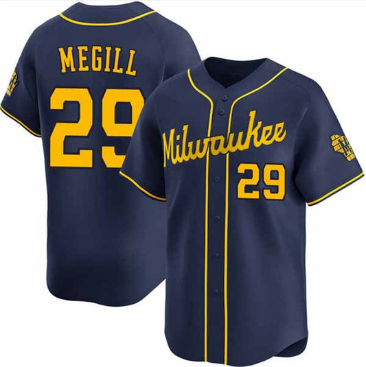 Milwaukee Brewers #29 Trevor Megill Navy Alternate Limited Stitched Baseball Jersey