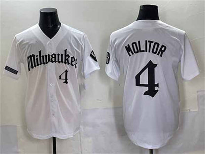 Milwaukee Brewers #4 Paul Molitor White 'Gothic 414 Shadows Edition' Vapor Premier Limited Stitched Jersey