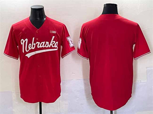 N.Huskers Blank Red With Patch Stitched American College Jerseys