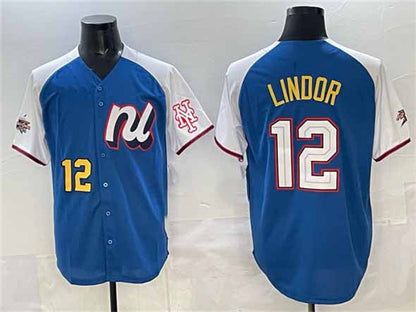New York Mets National League #12 Francisco Lindor Blue Alternate 2025 All-Star Edition Limited Stitched Baseball Jersey