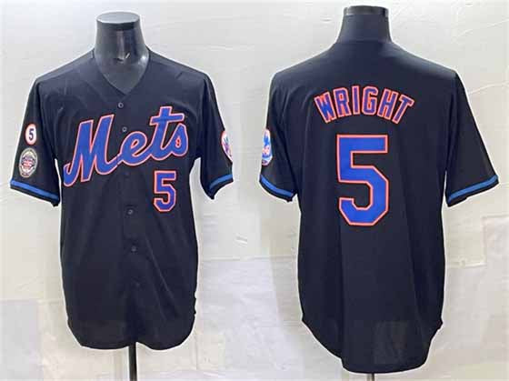 New York Mets #5 David Wright Black With Patch Limited Stitched Baseball Jersey