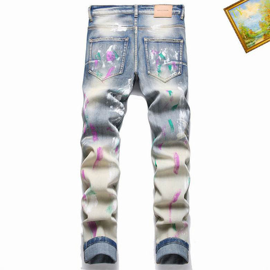 Men's Purple Fashionable Casual Jeans Pants Size 29-38