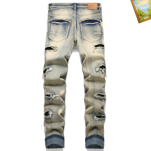 Men's Purple Fashionable Casual Jeans Pants Size 29-38