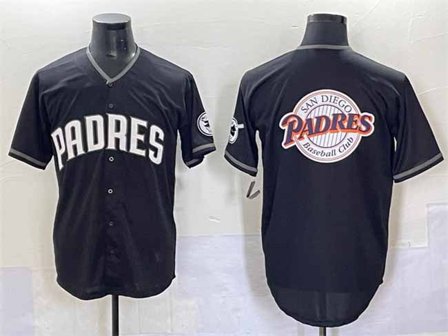 San Diego Padres Team Big Logo Black Stitched Baseball Jersey