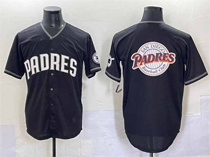 San Diego Padres Team Big Logo Black Stitched Baseball Jersey