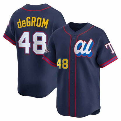Texas Rangers #48 Jacob deGrom American League 2025 All-Star Edition Limited Player Jersey - Navy Stitched Baseball Jersey