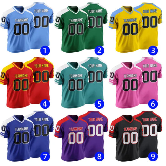 Custom American Football Jersey Personalized Name and Number Heat Press or Stitched Breathable Mesh Top for Team Game Sports or Workwear